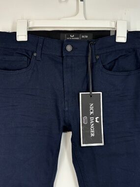 Nick Danger Mens 30W by 30L Skinny Jeans Navy Blue Super Flex Denim Five Pocket